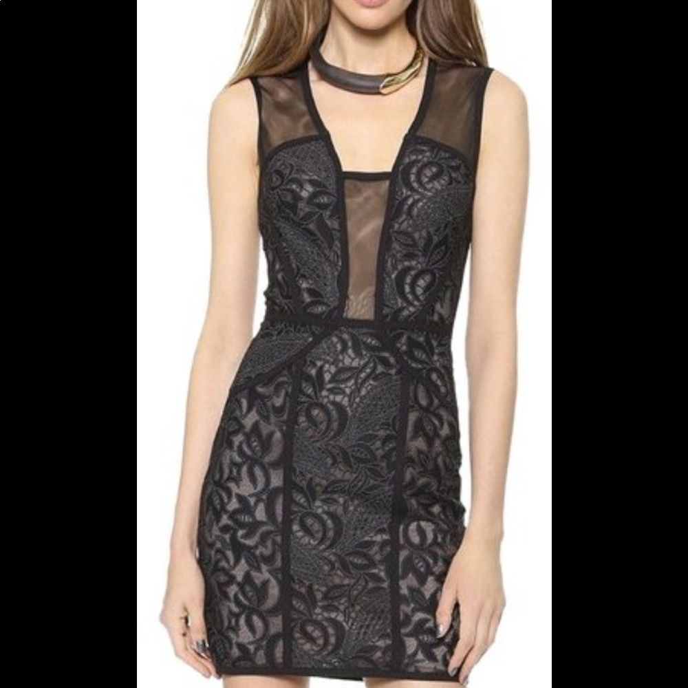 BCBG Lyla Mesh Cutout Dress